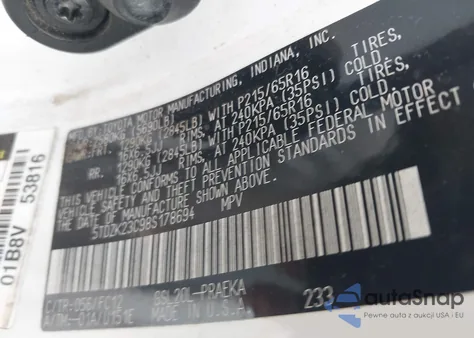 2008 Toyota Sienna Le from USA, damaged, VIN 5TDZK23C98S178694